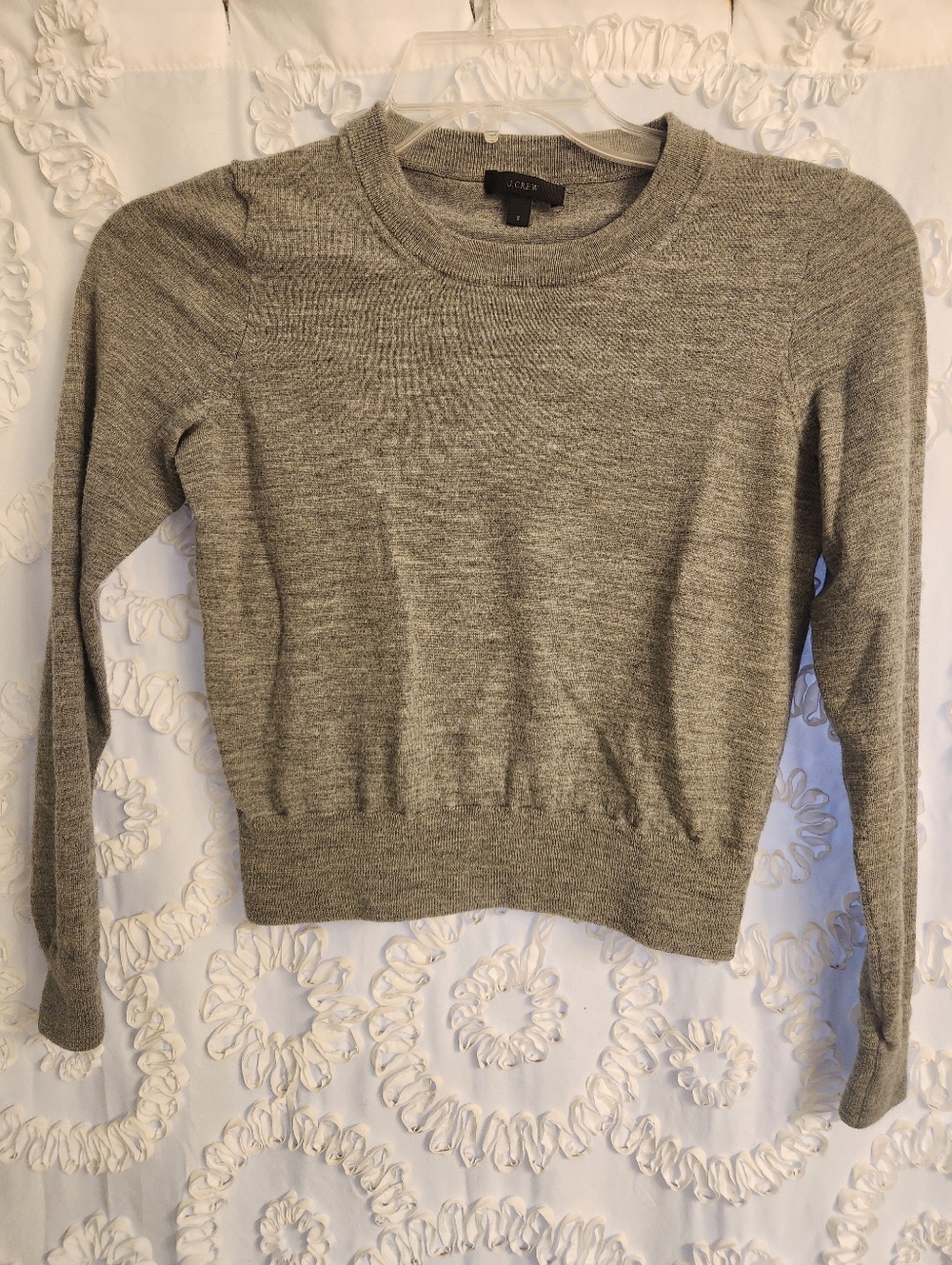 J.Crew womens grey merino wool long sleeve sweater size small cozy quiet luxury